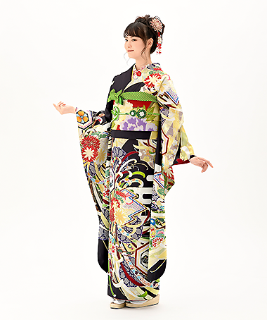 振袖レンタル衣装_82-HAF-A277L1（茶 レトロ・モダン 豪華）