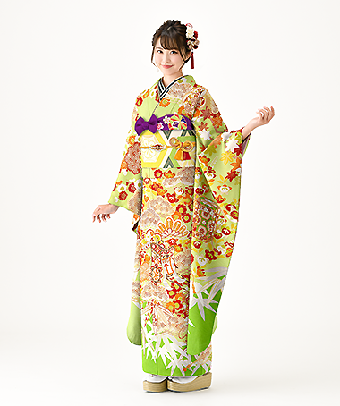 振袖レンタル衣装_84-HAF-B136LL5（緑 王道華やか 新鮮）