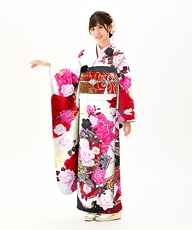 振袖レンタル衣装_84-HAF-B251LL（白・クリーム モード 豪華）