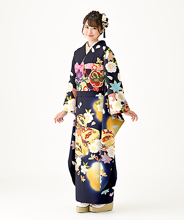 振袖レンタル衣装_81-HAF-B267M5（紺 レトロ・モダン 格調）