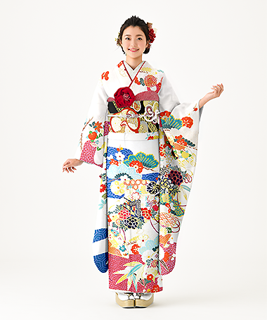 振袖レンタル衣装_84-HAF-B328LL1（白・クリーム レトロ・モダン 清涼）