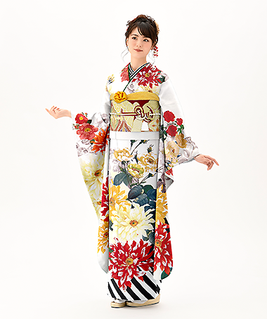 振袖レンタル衣装_84-HAF-B334LL5（白・クリーム レトロ・モダン やさしさ）