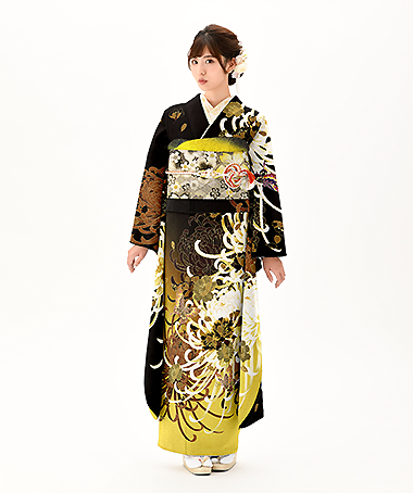 振袖レンタル衣装_82-HAF-B375L4（茶 モード 大胆）