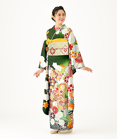 振袖レンタル衣装_82-HAF-C011L5（緑 王道華やか 格調）
