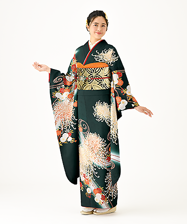 振袖レンタル衣装_80-HAF-C012S5（緑 モード 大胆）