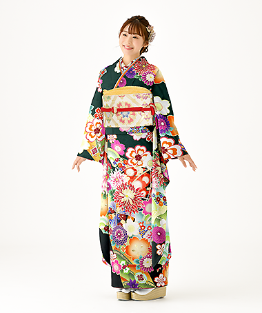 振袖レンタル衣装_82-HAF-C026L（緑 王道華やか 清涼）