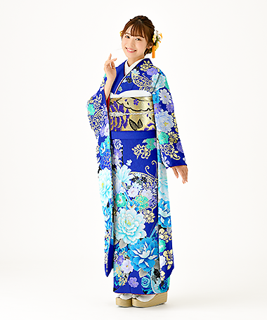 振袖レンタル衣装_84-HAF-C036LL4（青 モード 大胆）
