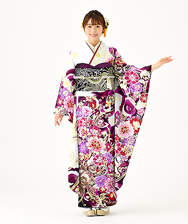振袖レンタル衣装_80-HAF-C046S5（白・クリーム モード 大胆）