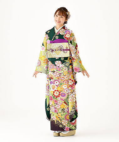 振袖レンタル衣装_82-HAF-C067L5（緑 王道華やか 格調）