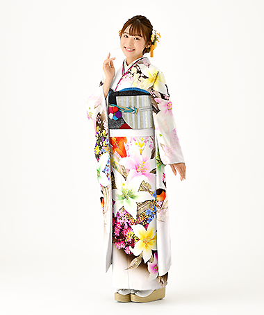 振袖レンタル衣装_83-HAF-C072LW5（白・クリーム かわいい かわいい）