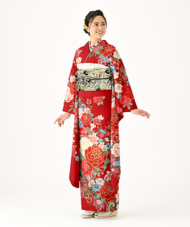 振袖レンタル衣装_70-HAF-C113S（赤 レトロ・モダン 格調）