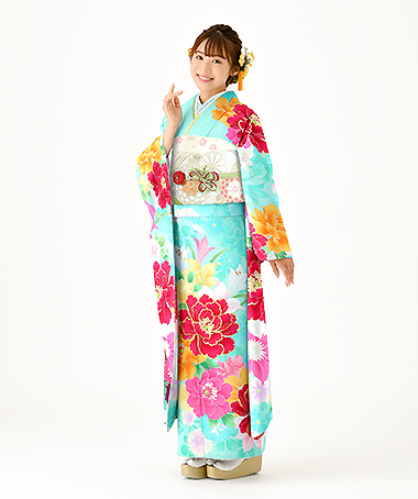 振袖レンタル衣装_83-HAF-C116LW5（緑 かわいい やさしさ）