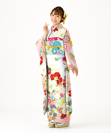 振袖レンタル衣装_83-HAF-C158LW5（白・クリーム かわいい かわいい）