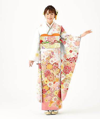 振袖レンタル衣装_83-HAF-C173LW（白・クリーム かわいい かわいい）