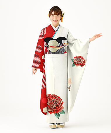 振袖レンタル衣装_84-HAF-C187LL5（白・クリーム モード 大胆）