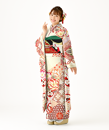 振袖レンタル衣装_83-HAF-C199LW5（白・クリーム レトロ・モダン 格調）