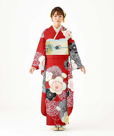 振袖レンタル衣装_70-HAF-C200S（赤 レトロ・モダン やさしさ）
