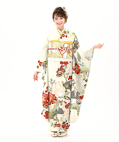 振袖レンタル衣装_72-HAF-G010L（白・クリーム レトロ・モダン やさしさ）