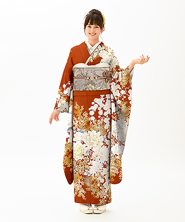 振袖レンタル衣装_72-HAF-G011L（赤・オレンジ レトロ・モダン 豪華）