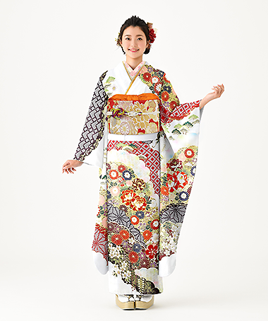 振袖レンタル衣装_73-HAF-G036LW（白・クリーム 王道華やか・京友禅競技大会受賞柄 かわいい）