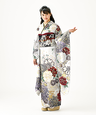 振袖レンタル衣装_73-HAF-G042LW（白・クリーム 王道華やか・京都豊匠 Presented by 美少女図鑑 大胆）