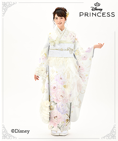 振袖レンタル衣装_72-HDF-G002L（白・クリーム ディズニー はれやか）