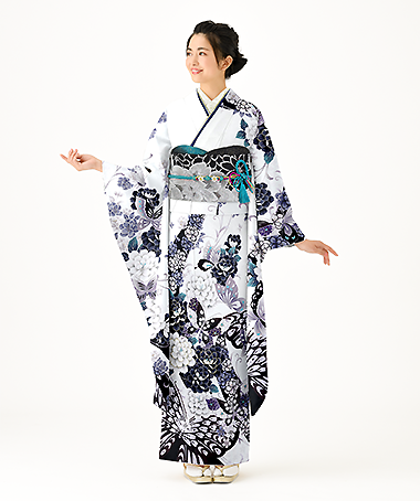 振袖レンタル衣装_74-HAF-C016LL（白・クリーム モード 清涼）