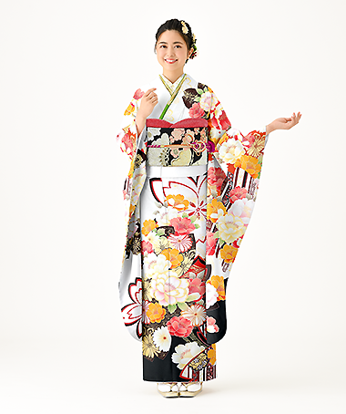 振袖レンタル衣装_74-HAF-C043LL（白・クリーム レトロ・モダン 清涼）