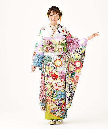 振袖レンタル衣装_74-HAF-C075LL（白・クリーム レトロ・モダン 清涼）