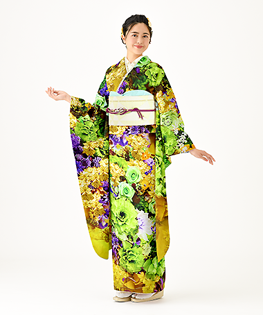 振袖レンタル衣装_70-HAF-C137S（黄色 モード 大胆）