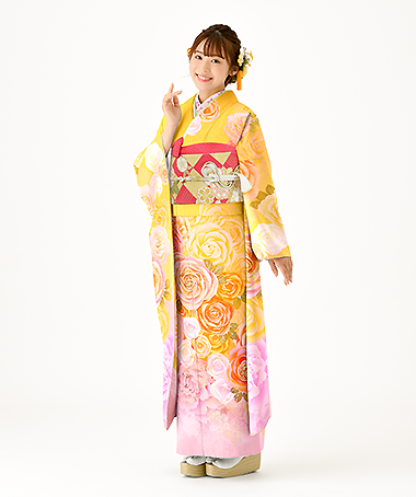振袖レンタル衣装_70-HAF-C143S（黄色 かわいい かわいい）