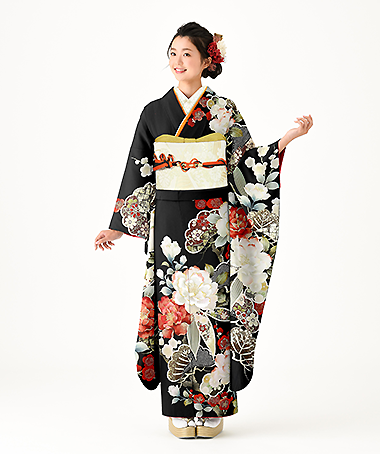 振袖レンタル衣装_70-HAF-G009S（黒 レトロ・モダン 気品）