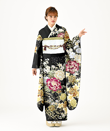 振袖レンタル衣装_70-HAF-G016S（黒 レトロ・モダン 気品）