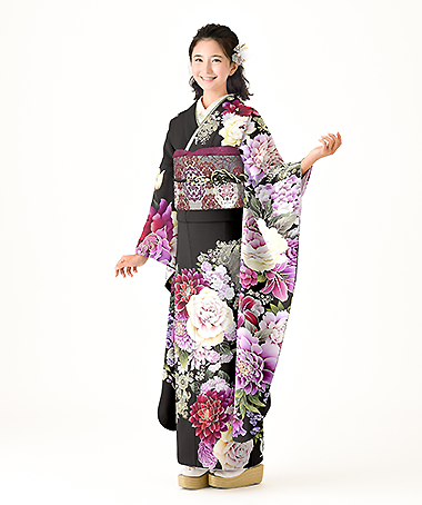 振袖レンタル衣装_70-HAF-G019S（茶 レトロ・モダン かわいい）