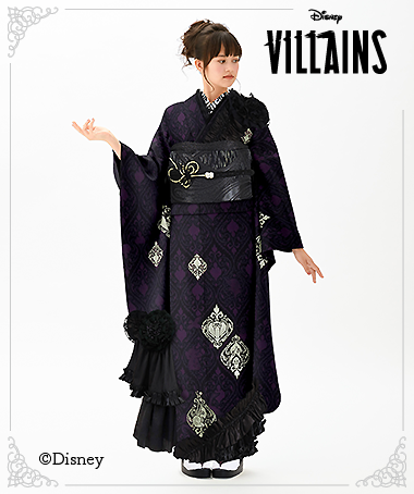 振袖レンタル衣装_72-HDF-G001L（黒 ディズニー 大胆）