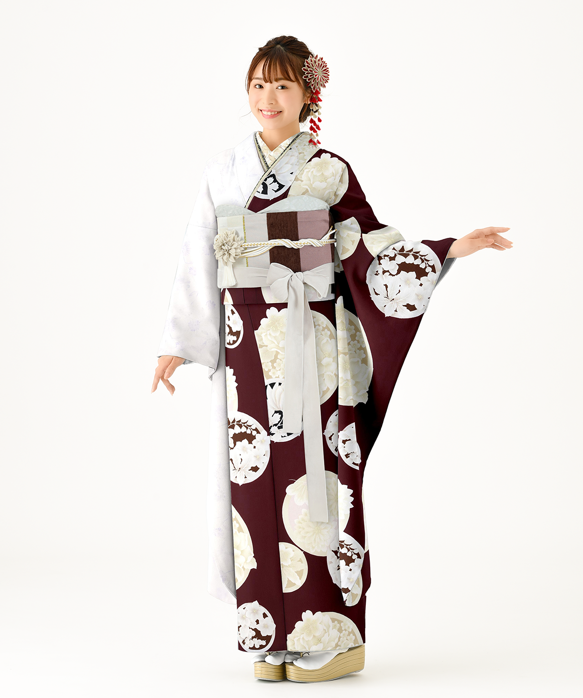玉城 紅一点 振袖 レトロ 玉城ティナ 紅一点ブランド振袖 くすみブルー