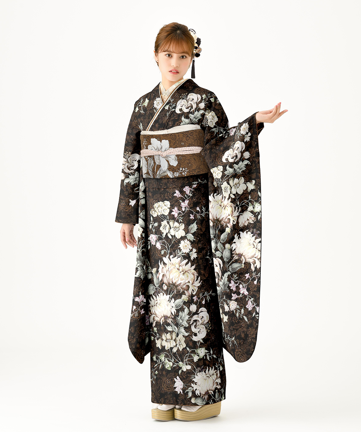 振袖レンタル衣装_70-HAF-G050Mの詳細（茶 レトロ・モダン・JILL