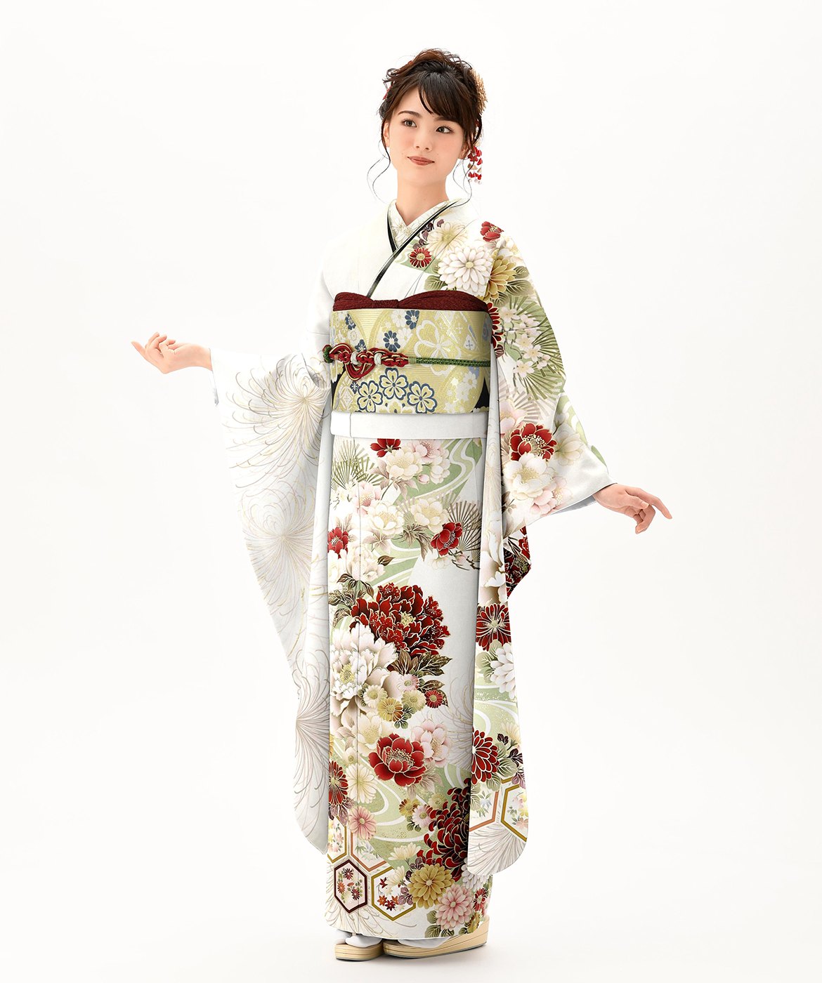 振袖レンタル衣装_70-HAF-G057Lの詳細（白・クリーム 王道華やか・京都