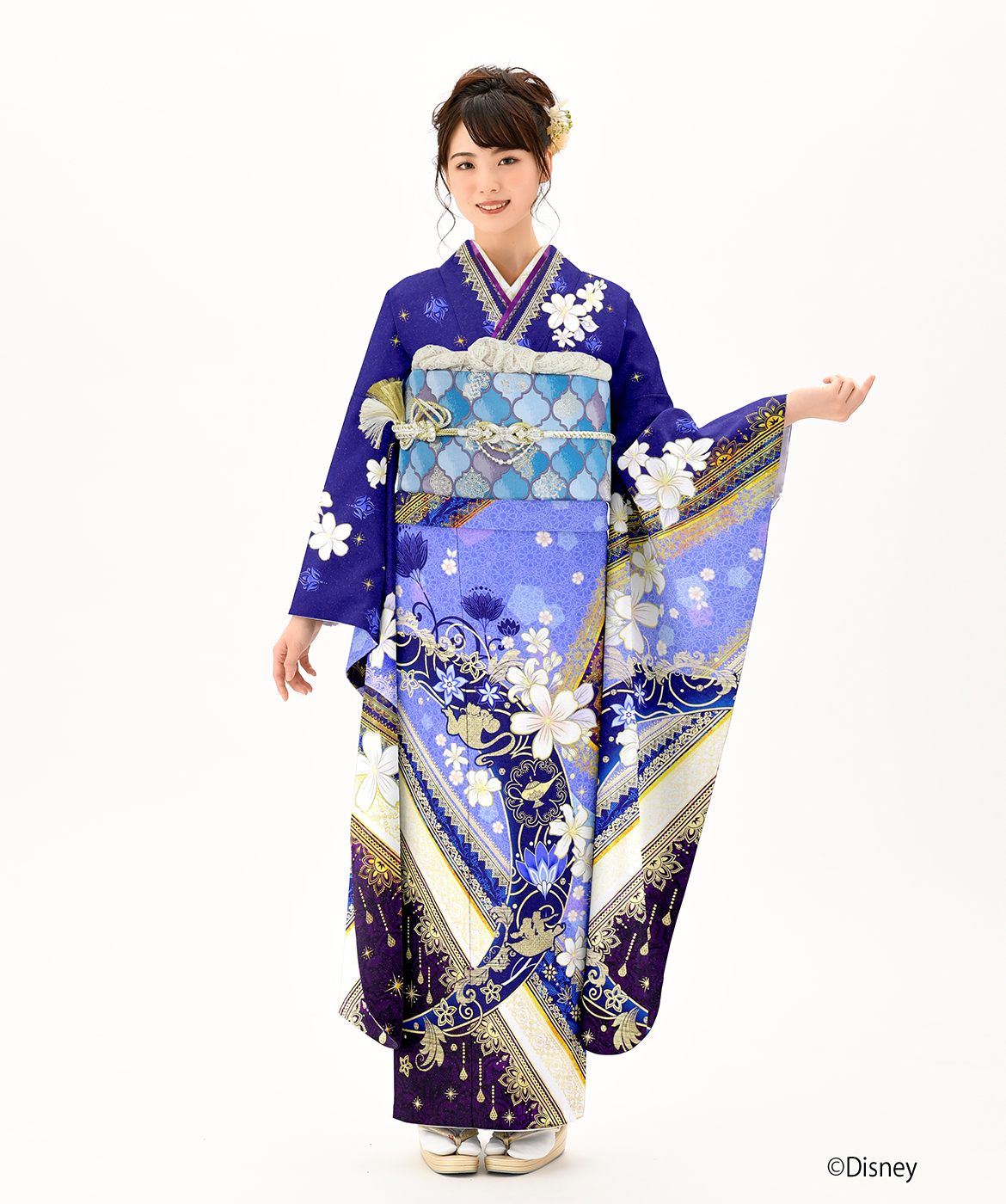 振袖レンタル衣装_70-HDD-F005Sの詳細（紺 ディズニー 豪華）｜成人式